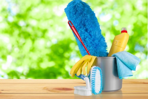 Professional office cleaners in Wimbledon maintaining a modern workplace
