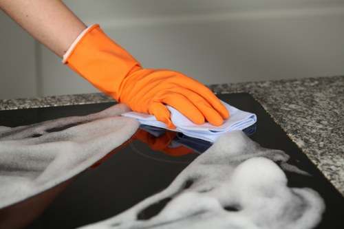 Wimbledon Carpet Cleaners team preparing safely for a carpet cleaning job