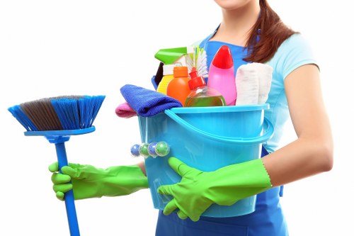 Cleaned carpet area with professional cleaning machine nearby