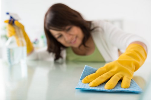 Inspection of a cleaned carpet area after a complaint investigation